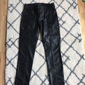 Skinny Black Pants Leather Like